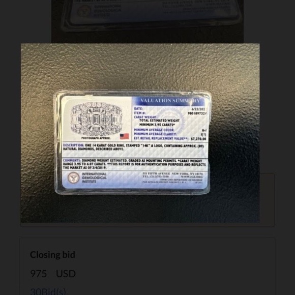 Diamond & White 14K Gold Emerald Halo Cut Ring 3.94 Carats TW - Picture 9 of 9